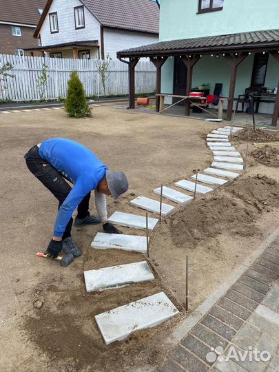 Укладка тротуарной плитки, брусчатки
