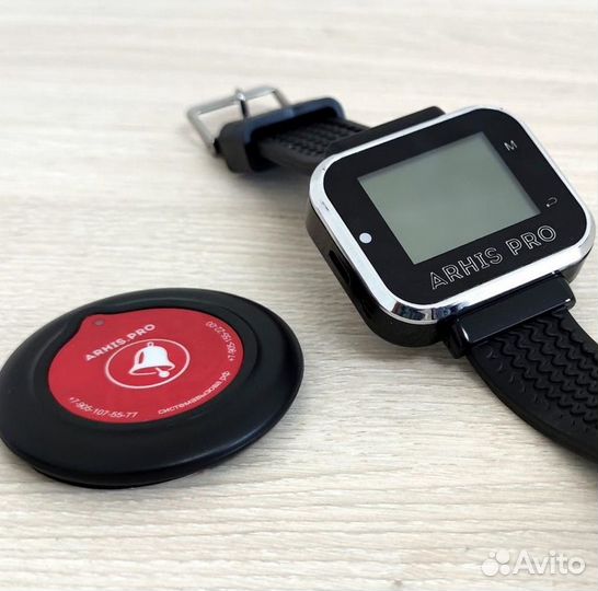 Комплект кнопка вызова официанта в ассортим и часы