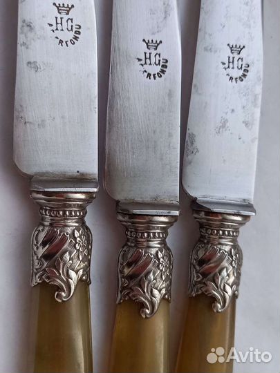 Антикварные ножи в коробке клеймо корона HG