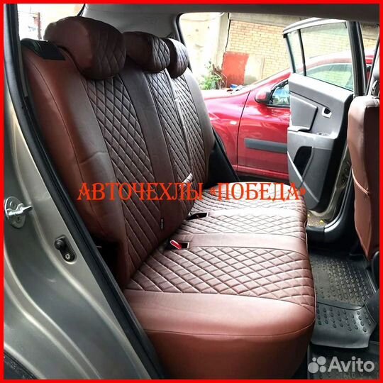 Чехлы Kia Sportage 3 из экокожи коричневые Ромб