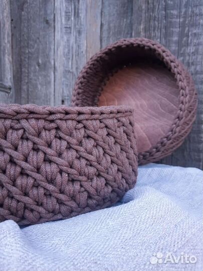 Корзины для дома. Вязаная,из хлопкового шнура