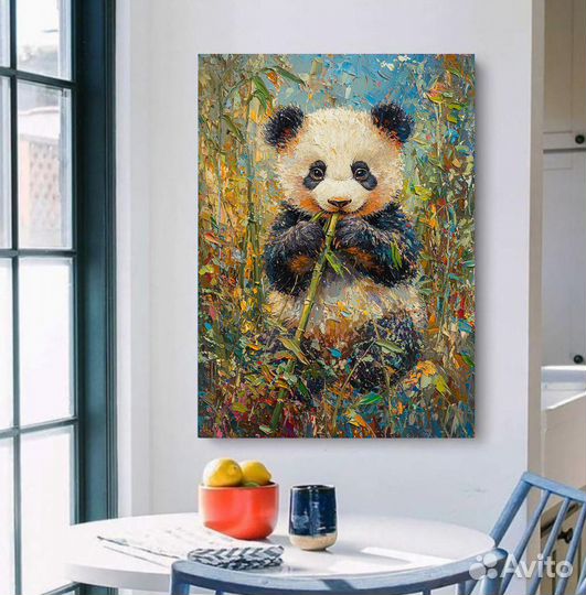Большая картина на холсте игривая панда купить