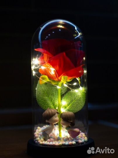 Роза в колбе с подсветкой