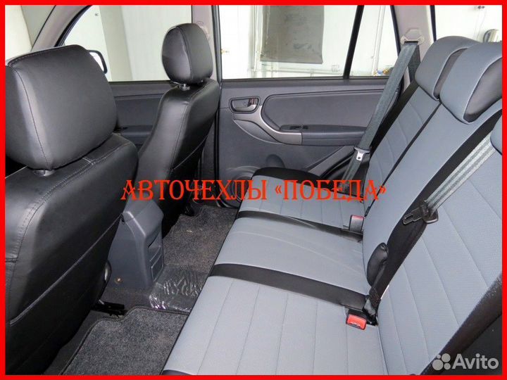Чехлы Chery Tiggo из экокожи чёрно-серые Классика