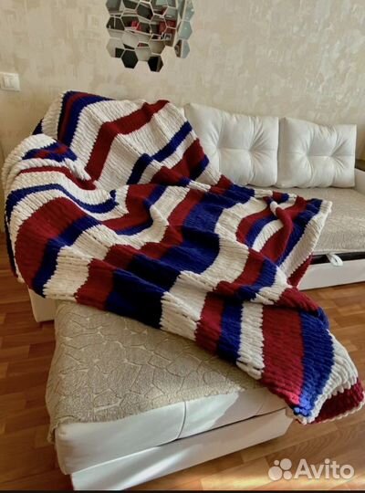 Плед ручной работы из Ализе пуфи размер 200/200