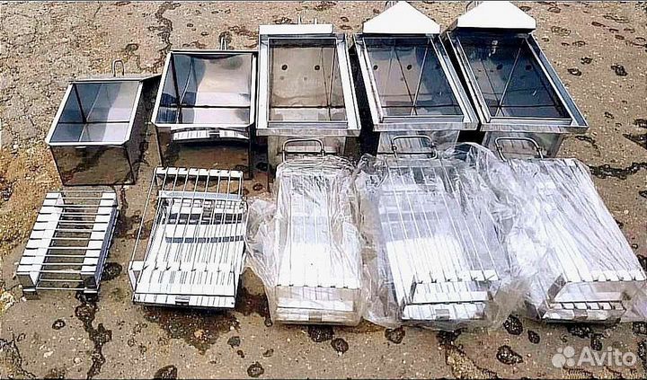 Коптильня из нержавейки плоская и домиком