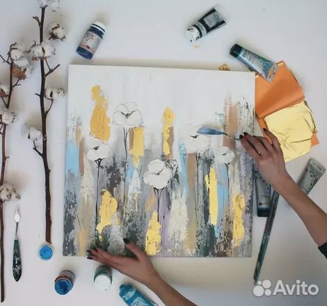 Картина с поталью. Мастер-класс по рисованию