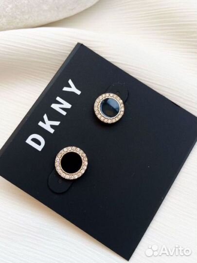 Новые серьги Dkny черная эмаль оригинал