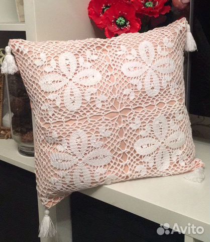 Наволочка декоративная хлопковая с кисточками