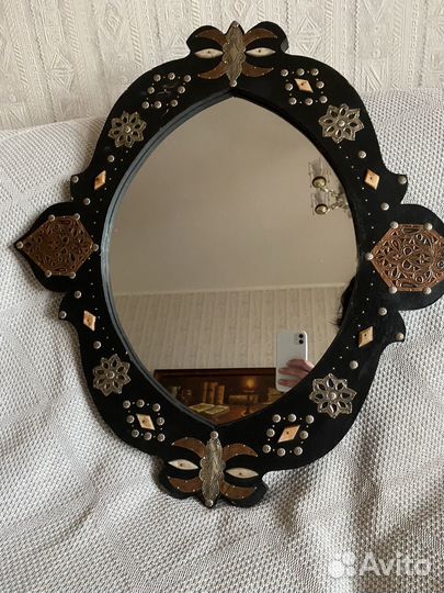 Зеркало из Марокко, массив бука с декором