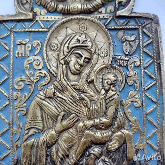 Плакетка 19 век Владимирская Богородица литье