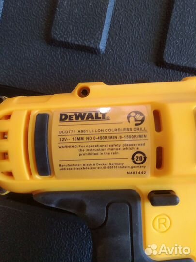 Ударная дрель-шуруповерт dewalt DCD 771