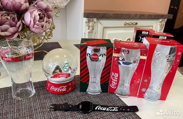 Колекция Coca-Cola Шар, стаканы, часы