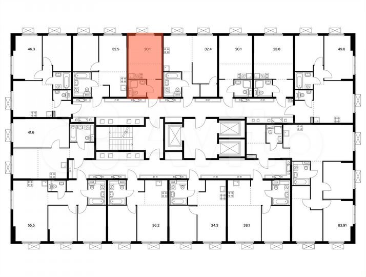 Квартира-студия, 20,1 м², 24/24 эт.