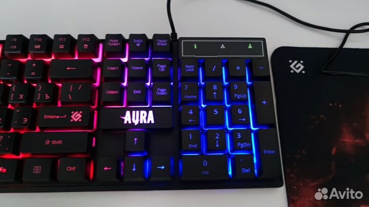 Игровая клавиатура+мышь+коврик Defender