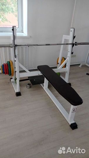 Комплект гриф, блины скамья