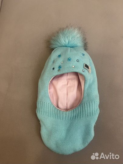 Шапка шлем для девочки 52 54 зима