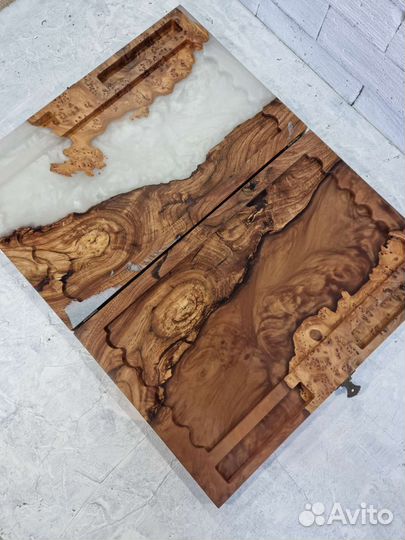 Нарды из дерева и эпоксидной смолы премиум