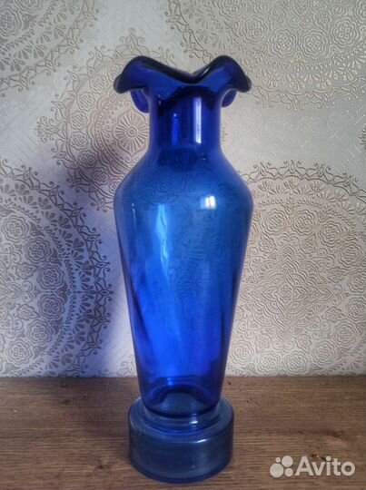 Ваза кобальтовое стекло СССР