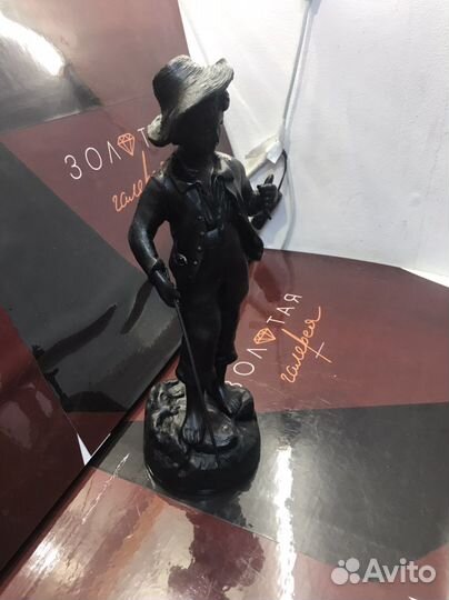 Статуэтка рыбак куса чугун СССР