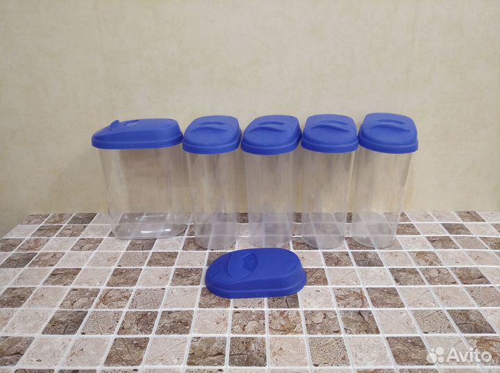 Контейнеры для сыпучих, пластик, 5 шт