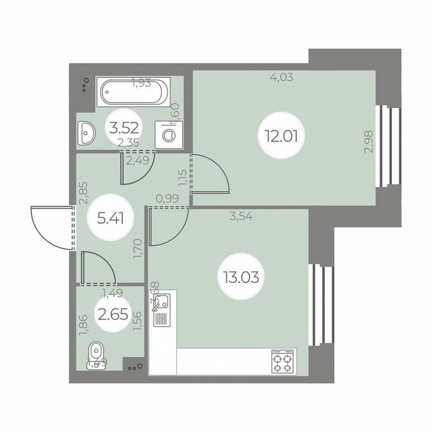 1-к. квартира, 36 м², 2/20 эт.