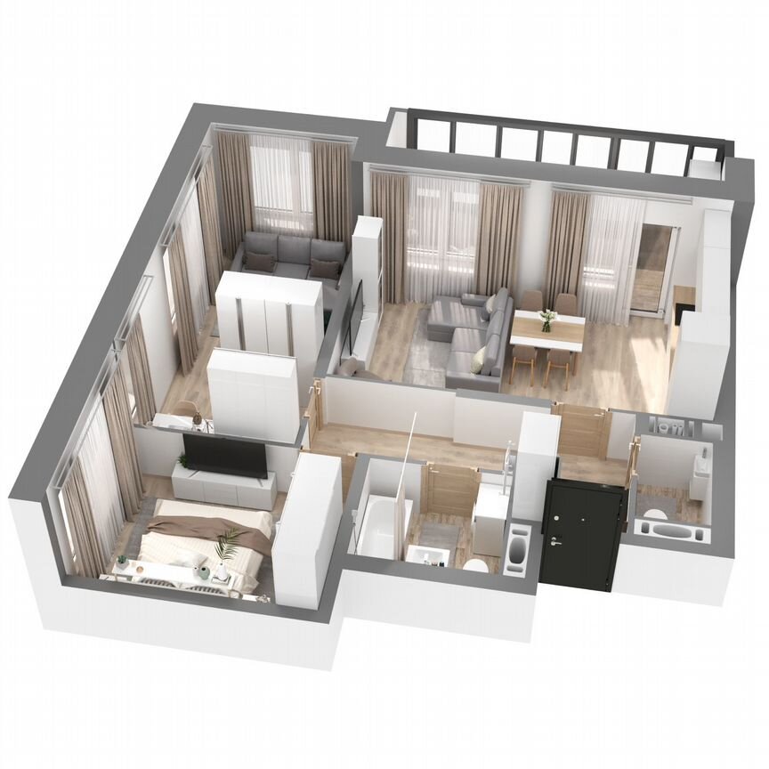 2-к. квартира, 62,7 м², 21/23 эт.