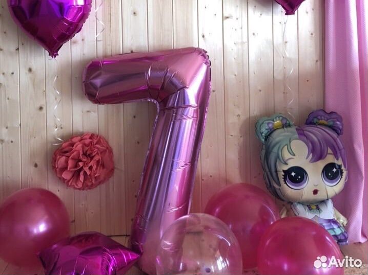 Шар цифра 7 6 9 кукла лол большая фольгированная
