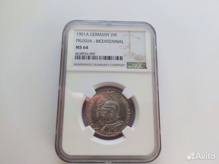 2 Марки 1901 А Пруссия NGC MS 64