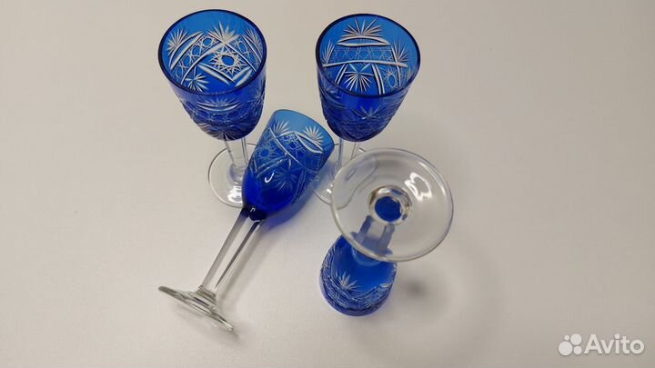 Рюмки синий хрусталь