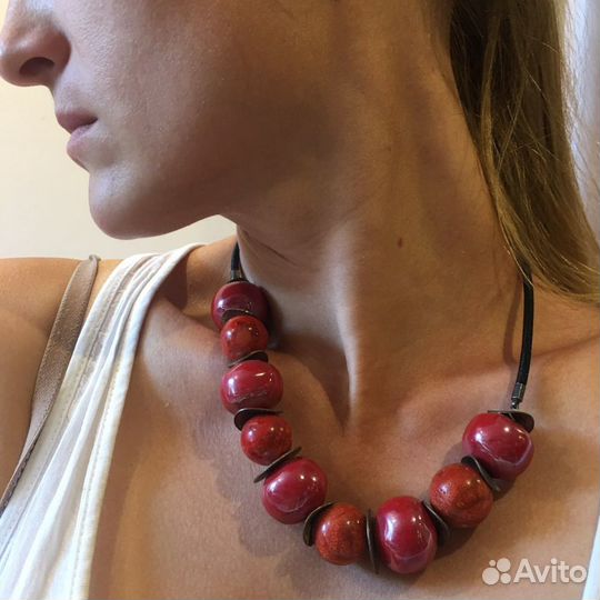 Колье бусы коралловые