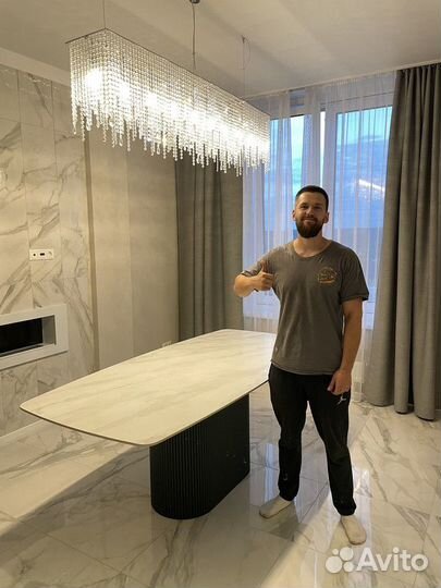 Стол c дизайнерской ножкой Вельвет керамогранит