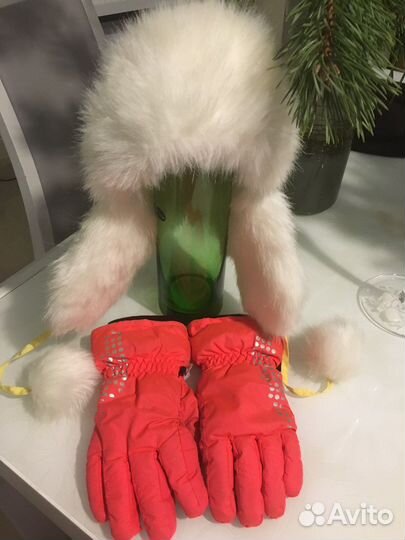 Шапка зимняя ушанка для девочки 8-10 лет+перчатки