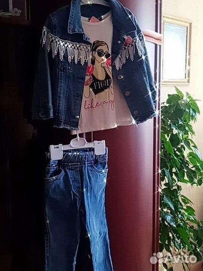 Джинсовый костюм тройка для девочки