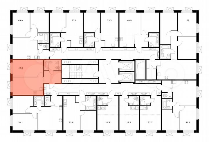 1-к. квартира, 42,8 м², 11/17 эт.