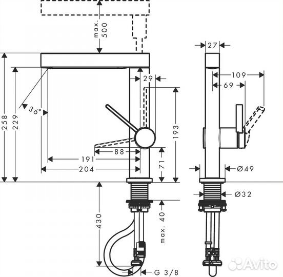 Смеситель для раковины hansgrohe 76063000 Хром