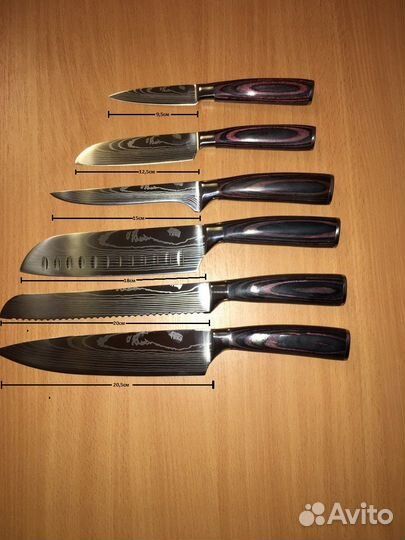 Набор кухонных ножей xituo+подставка+мусат