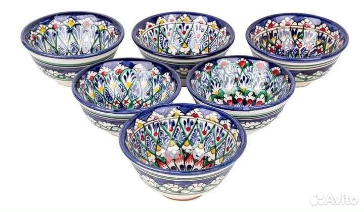 Посуда Узбекистан. Риштан. Синяя кайма