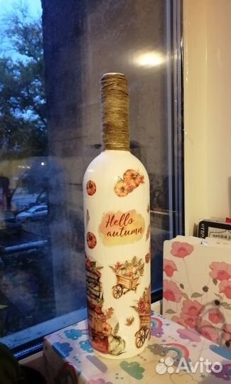 Ваза для сухоцветов в стиле декупаж