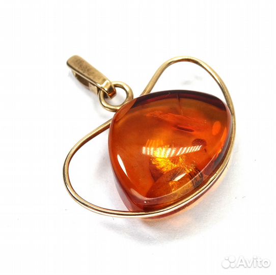 Советский золотой кулон с янтарем