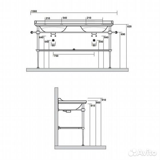 Kerasan Waldorf Консоль для раковины арт. 9195K2or