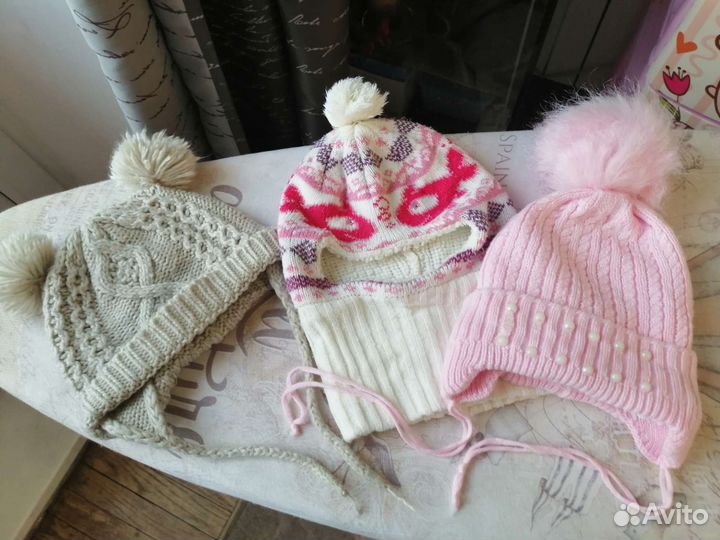 3 шапочки для девочки 1 год
