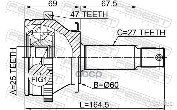 Шрус наружный 25X60X27 49500-09850 2210-NS27A47