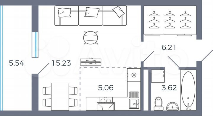 Квартира-студия, 32,9 м², 1/17 эт.