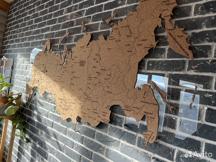 Карта России из пробки и оргстекла