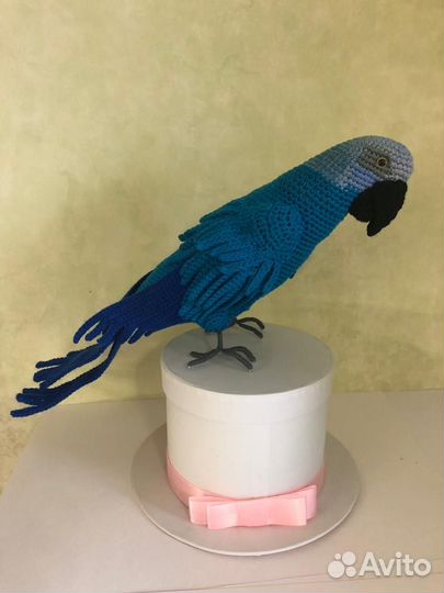 Вязаные птички Попугай Спикса (голубой)