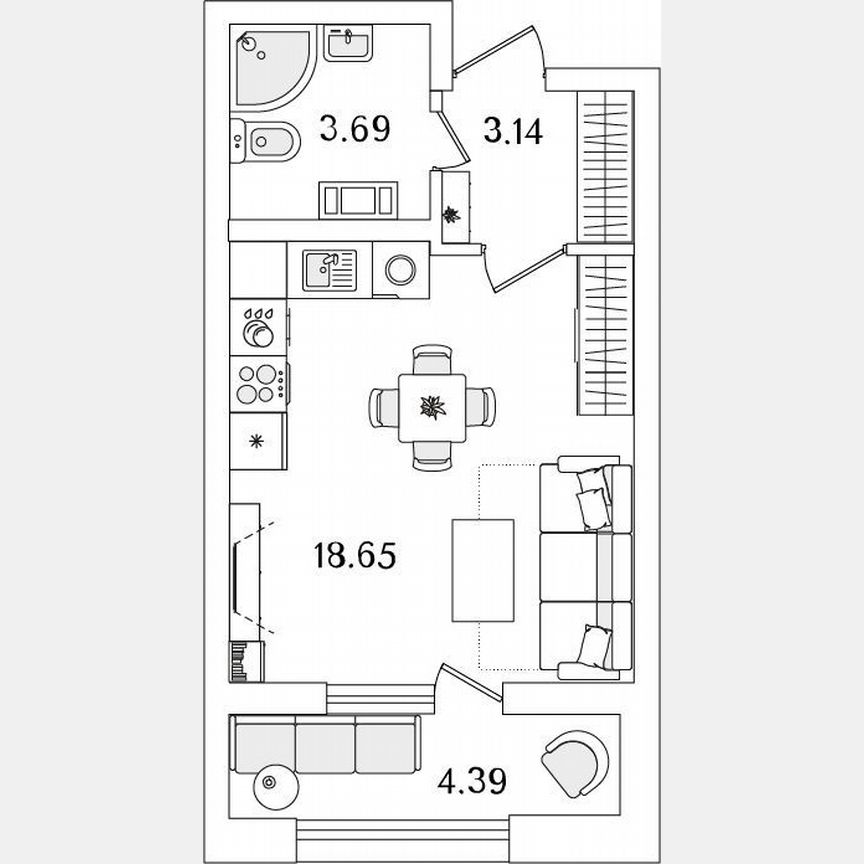 Квартира-студия, 27,7 м², 10/23 эт.