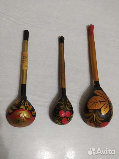 Посуда дерево, роспись хохлома, ложки