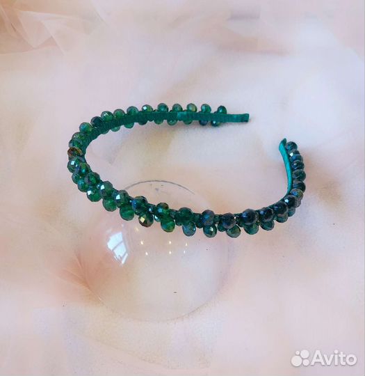 Ободок. См.фото (изумруд, синий, белый, лососевый)