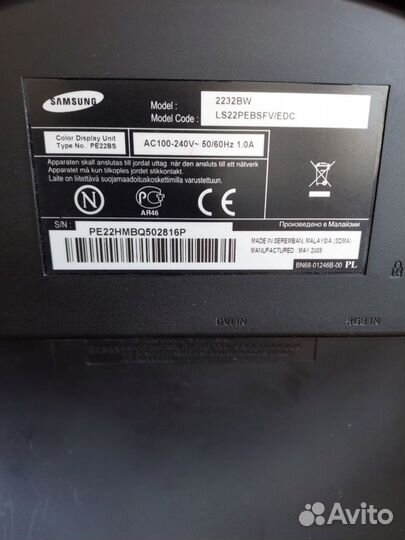 Монитор для компьютера samsung 2232 BW